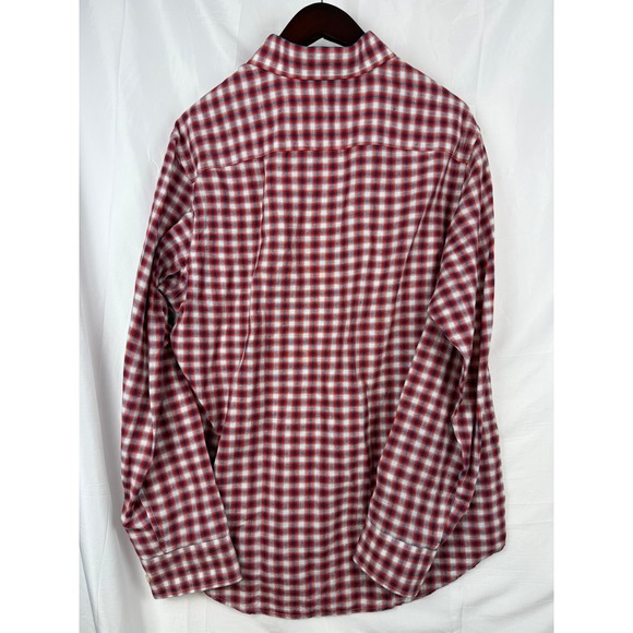 Banana Republic Mens Flannel Button Up Shirt Size L‎ Linen Cotton Red Plaid - Picture 3 of 9